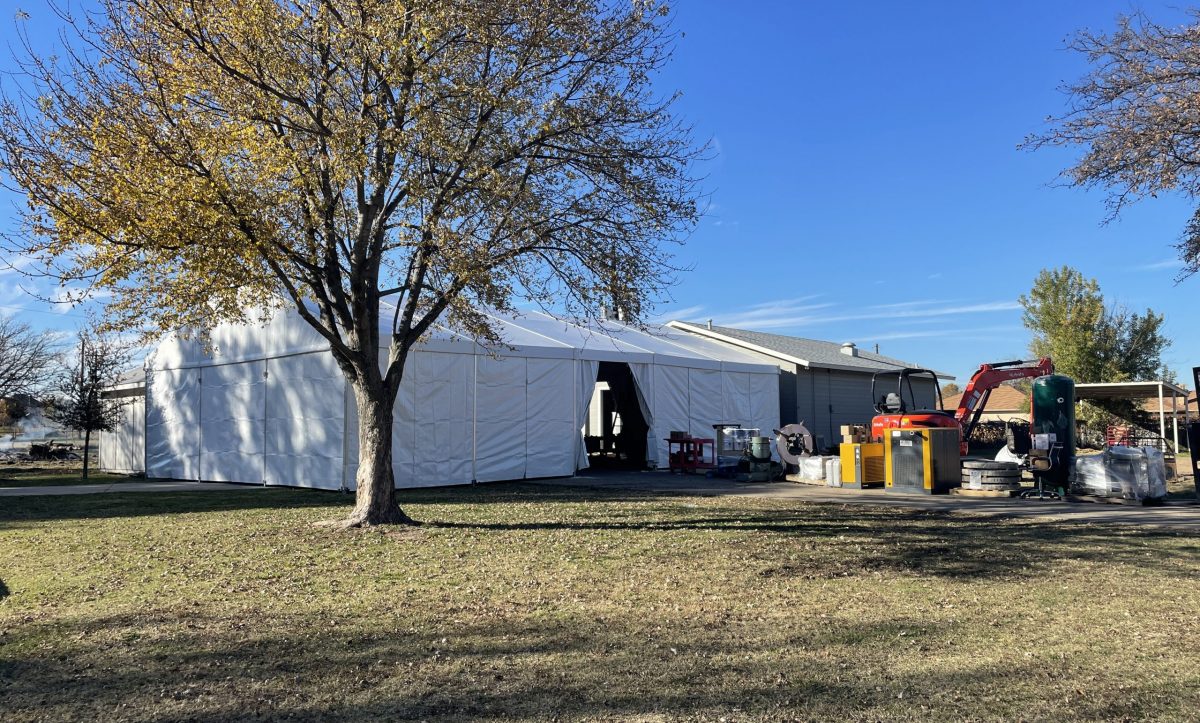The temporary tent factory in Texas during early production